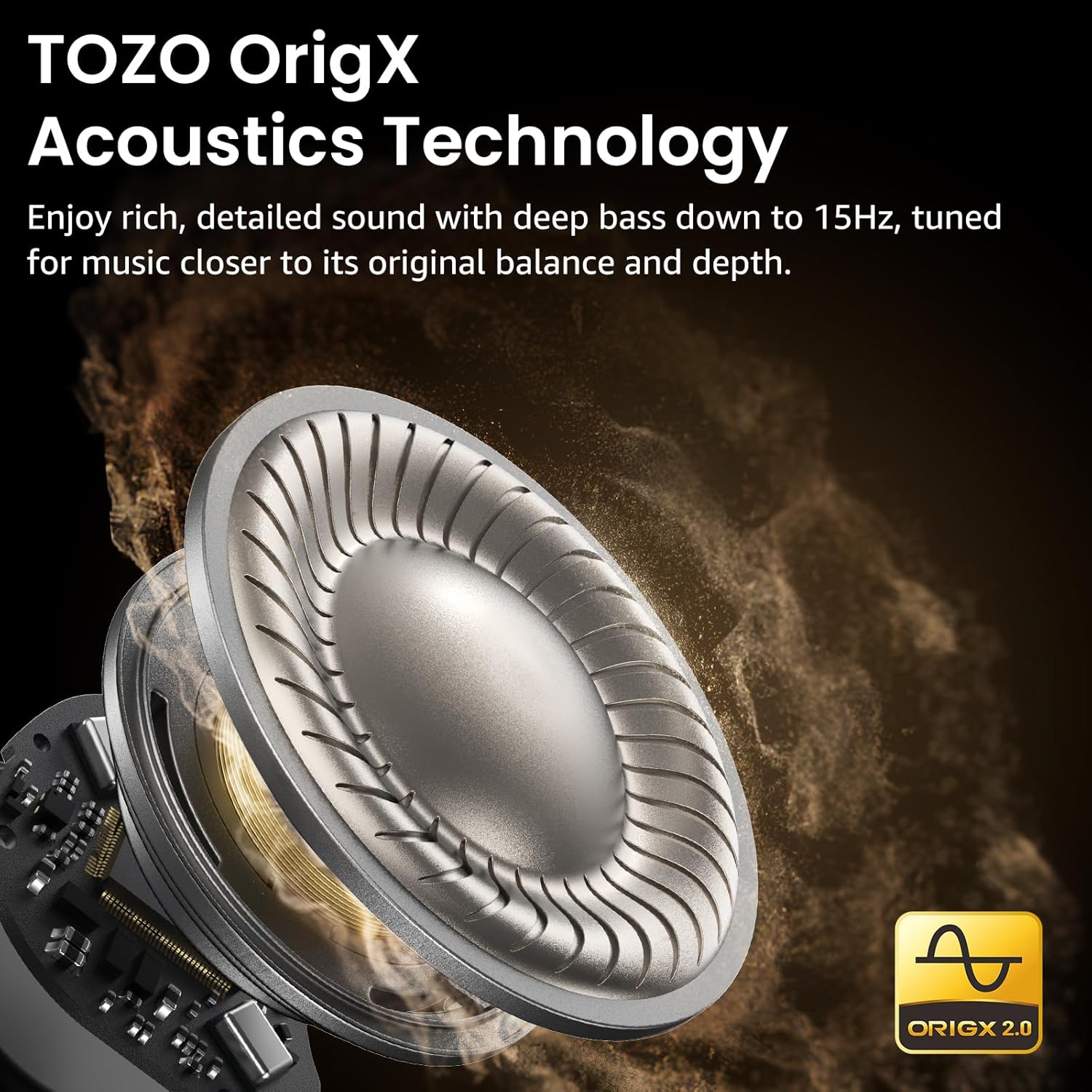 TOZO NC9 Hybrid Active Noise Cancelling Wireless Earbuds, 60H, LED Display | 6 Mic ENC Clear Calls, Deep Bass Sound, IPX8, in Ear Bluetooth 5.3 Headphones,32 EQs via APP, Comfort Fit Ear Buds, Black - Image 3